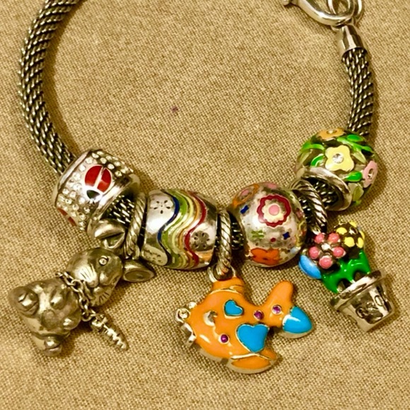 Brighton Ladybug stopper bead Red & black enamel with clear crystals Retired - Picture 7 of 8